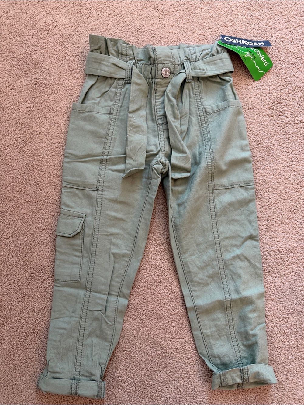 OshKosh B'gosh Olive Tie-Waist Cargo Pants for Kids